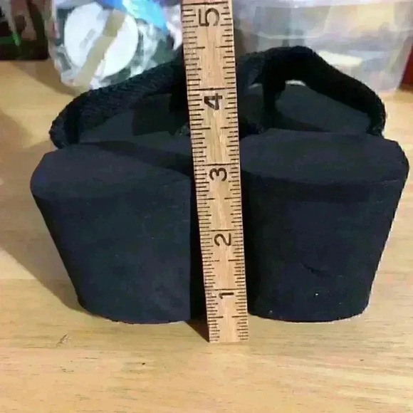 VTG Y2K PERSNAL ENTITY BLACK FOAM PLATFORM CHUNKY BLACK SANDALS BEST FIT W 7 - Picture 5 of 8